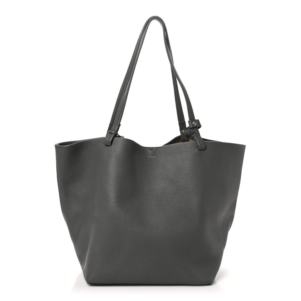 Grained Calfskin Park Tote Three Charcoal
