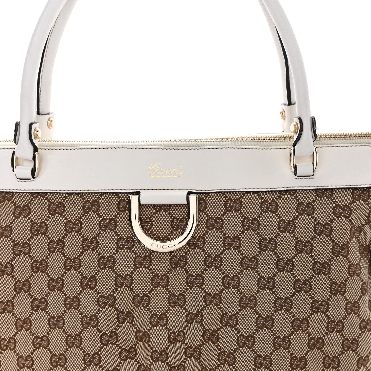 Monogram D Gold Tote  White