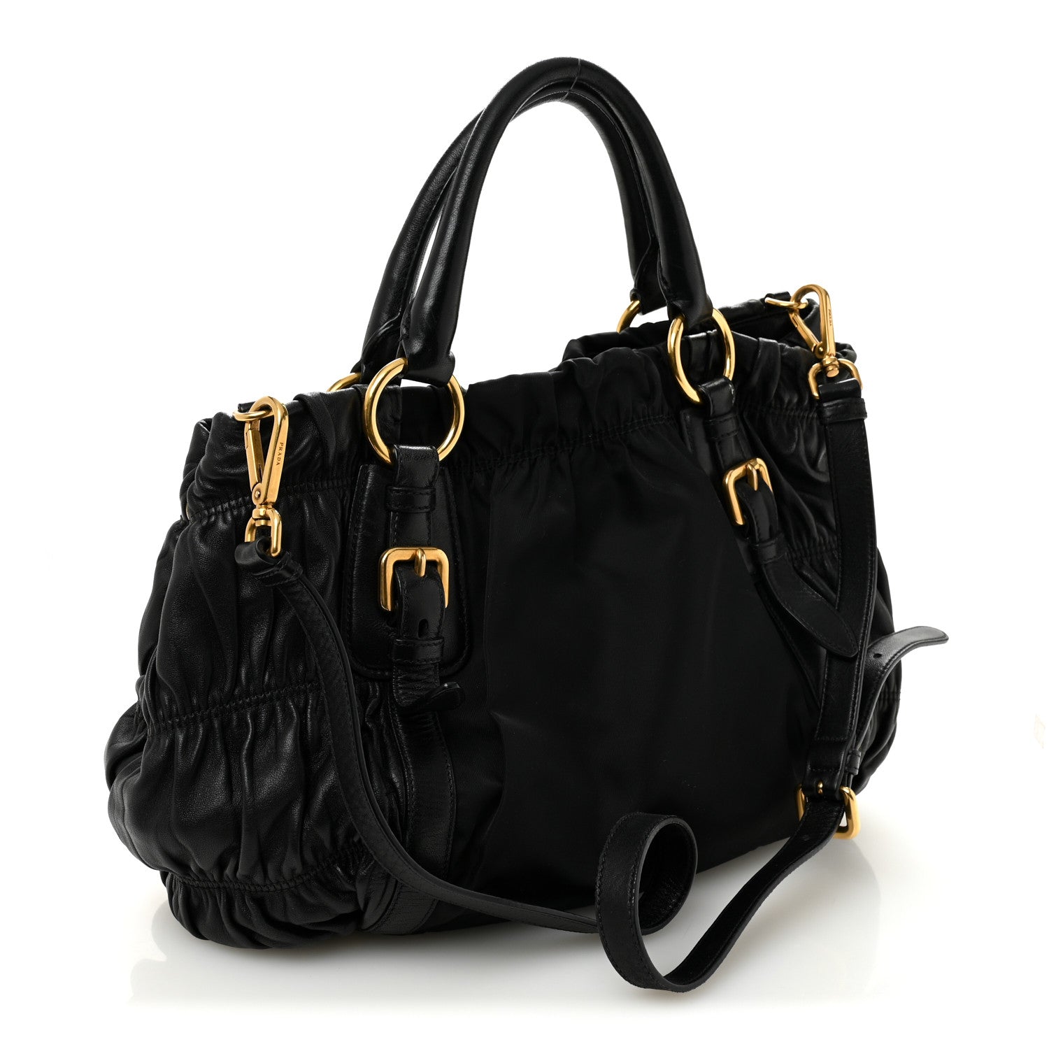 Tessuto Nylon Gaufre Shopping Satchel Black
