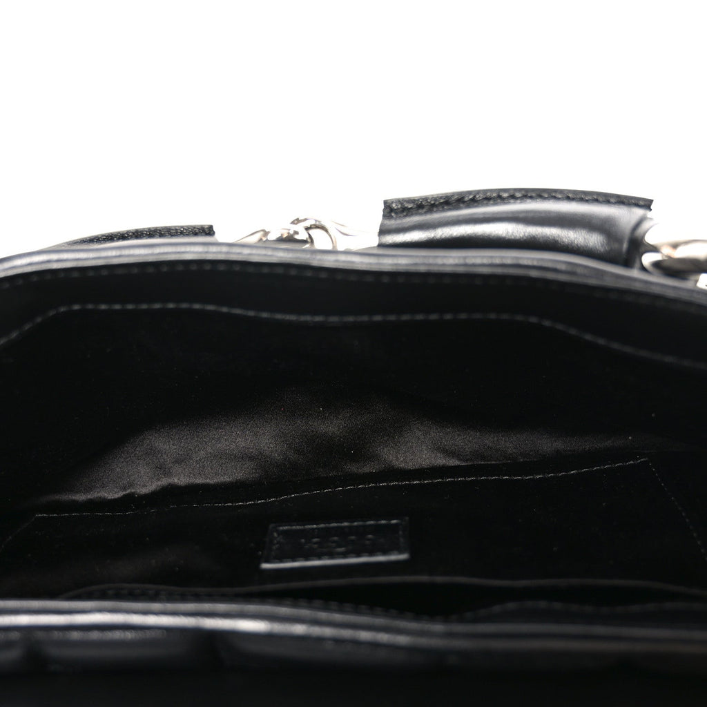 Nappa Vertical Matelasse Medium Maxi Horsebit Chain Shoulder Bag Black