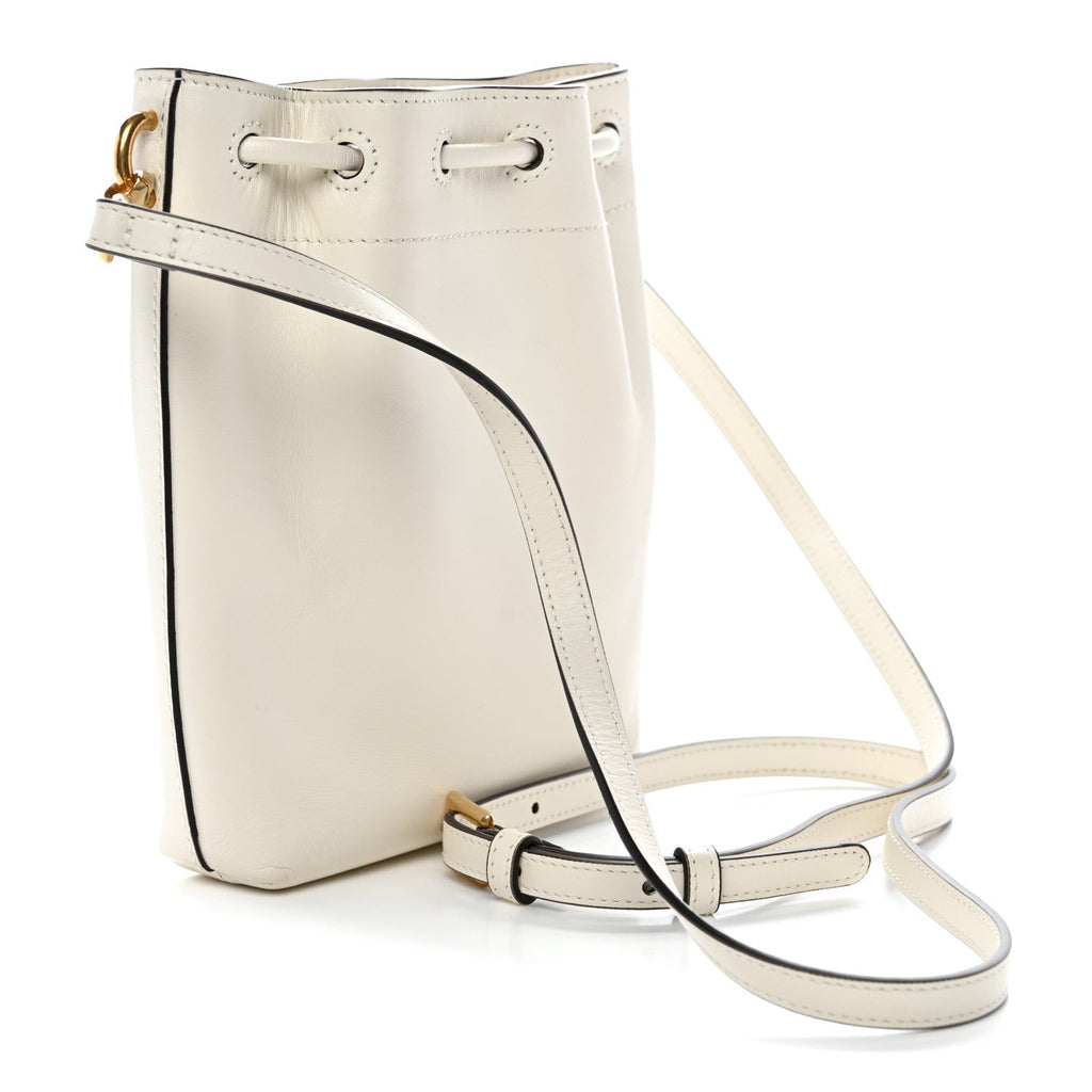 Soft Shiny Calfskin Mini Bon Bon N/S Bucket Bag Latte