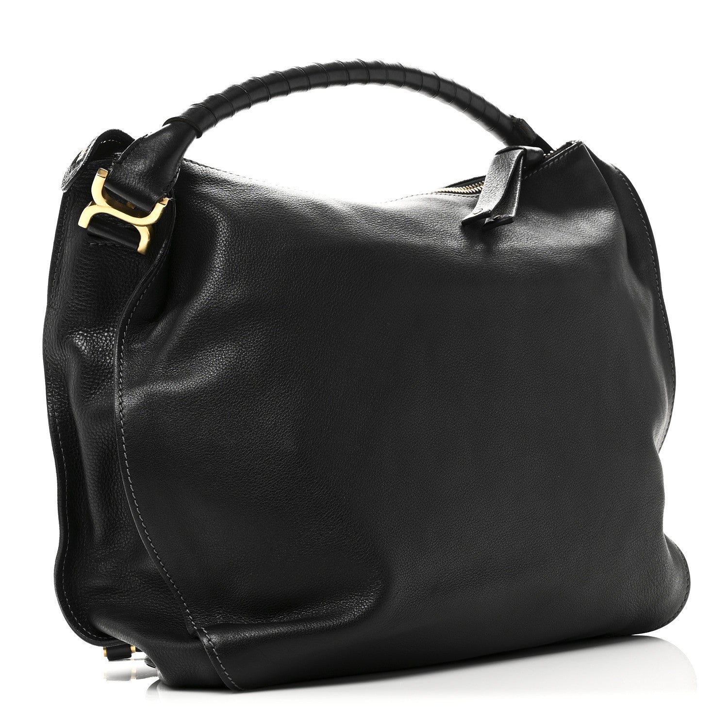 Calfskin Large Marcie Satchel Black