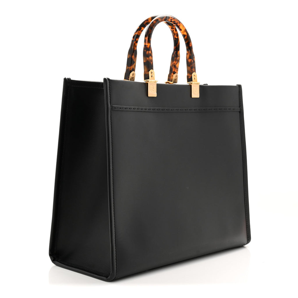 Vitello King Plexiglass Medium Fendi Sunshine Shopper Tote Black
