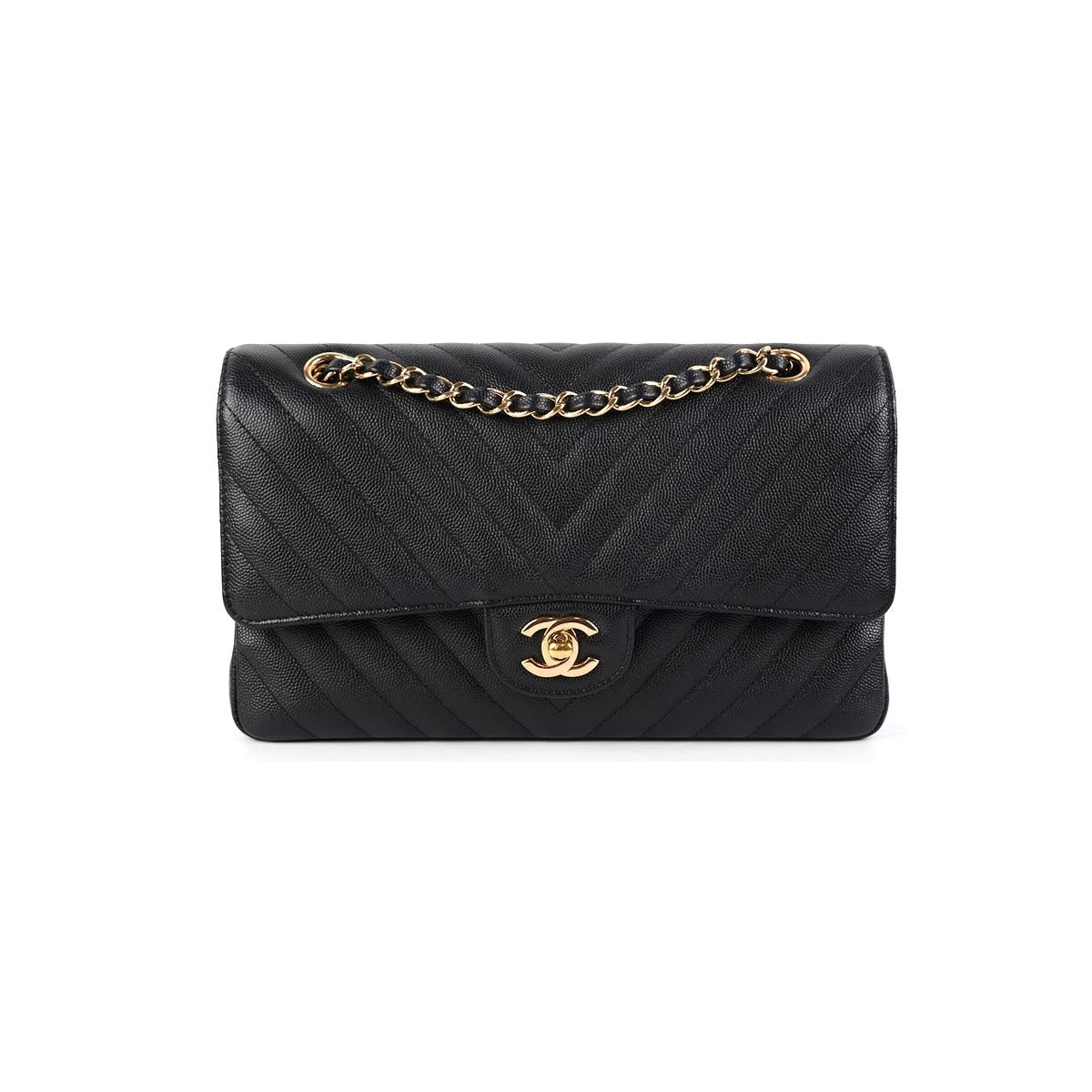 Chanel Classic Flap Medium/Large Chevron Caviar Black