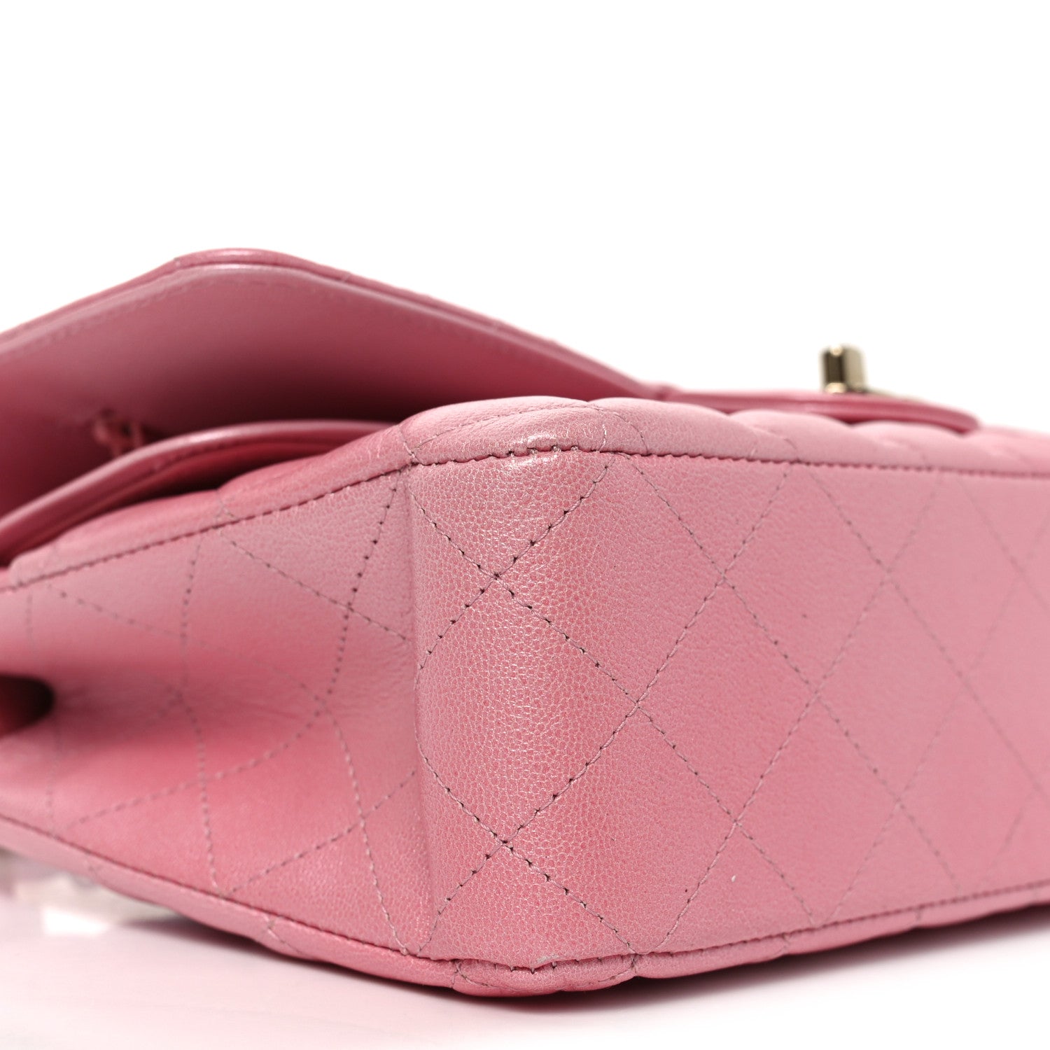Cloudy Pearly Goatskin Quilted Medium Double Flap Pink