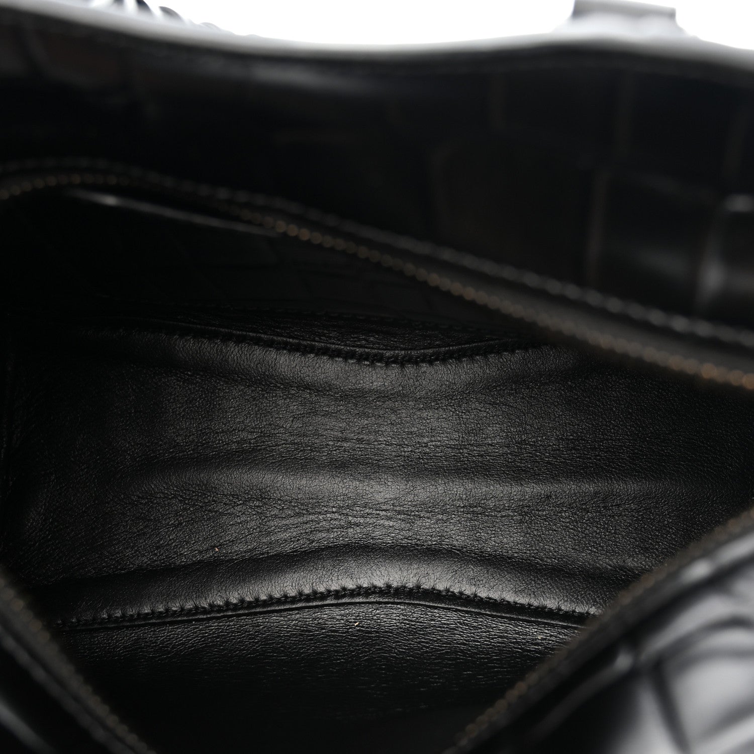 Semi Shiny Calfskin Crocodile Embossed Neo Classic Black Hardware Mini City Black