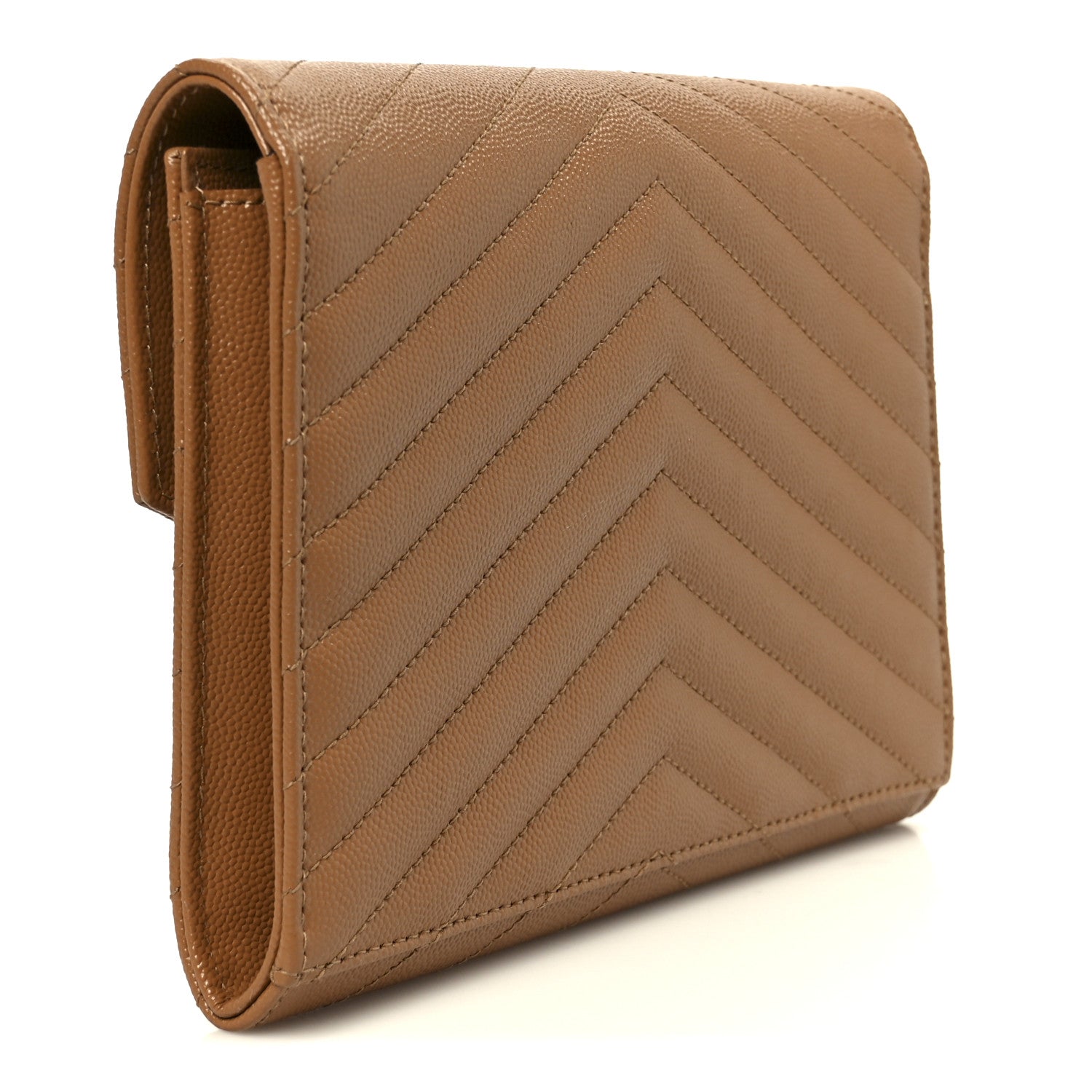 Grain De Poudre Matelasse Chevron Monogram Cassandre Flap Pouch Natural Dark