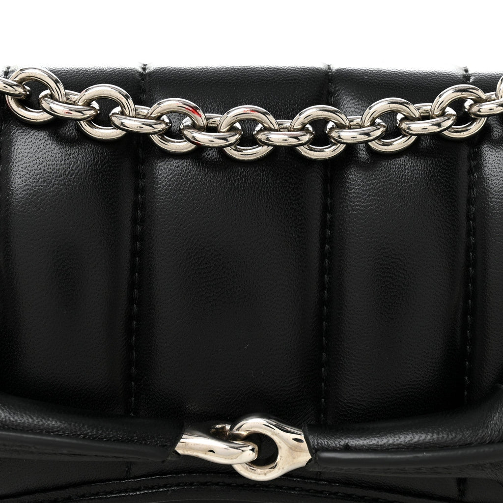 Nappa Vertical Matelasse Small Maxi Horsebit Chain Shoulder Bag Black