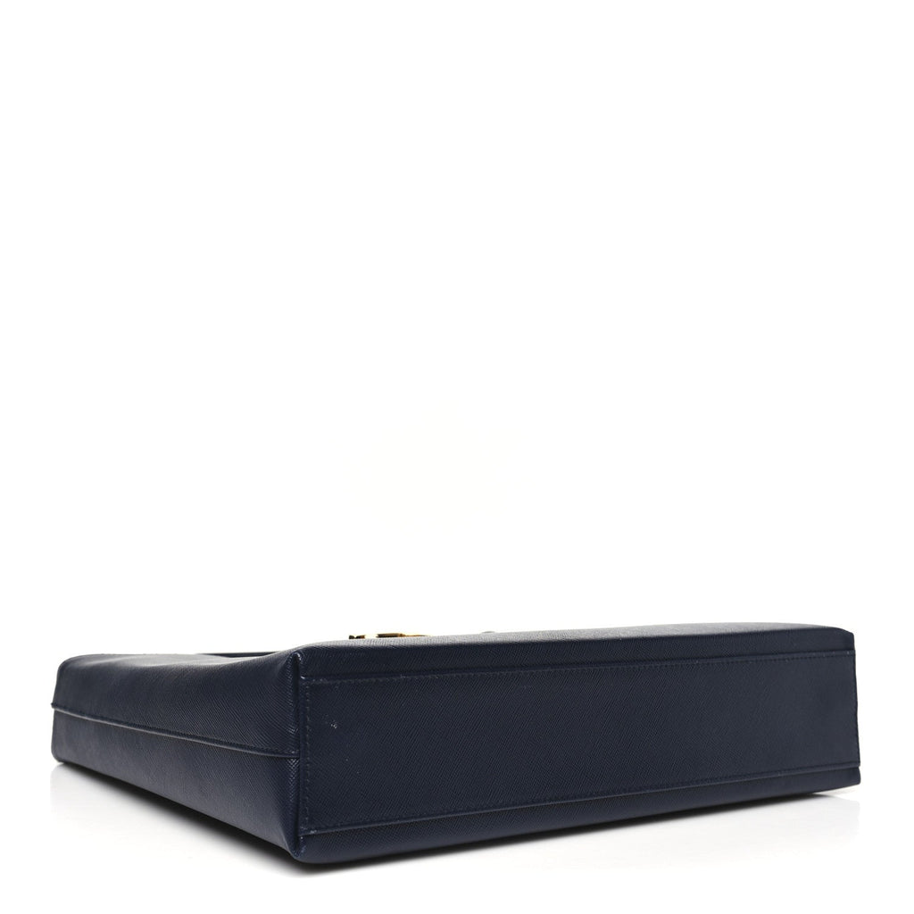 Hammered Calfskin Trifolio Shoulder Bag Navy