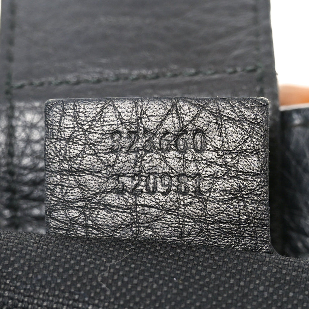 Pebbled Calfskin Medium Bamboo Shopper Tote Black
