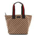 GG Monogram Large Web Handle Bucket Tote Dark Brown