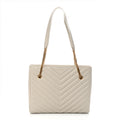 Grain de Poudre Matelasse Chevron Medium Tribeca Shopping Bag Crema Soft