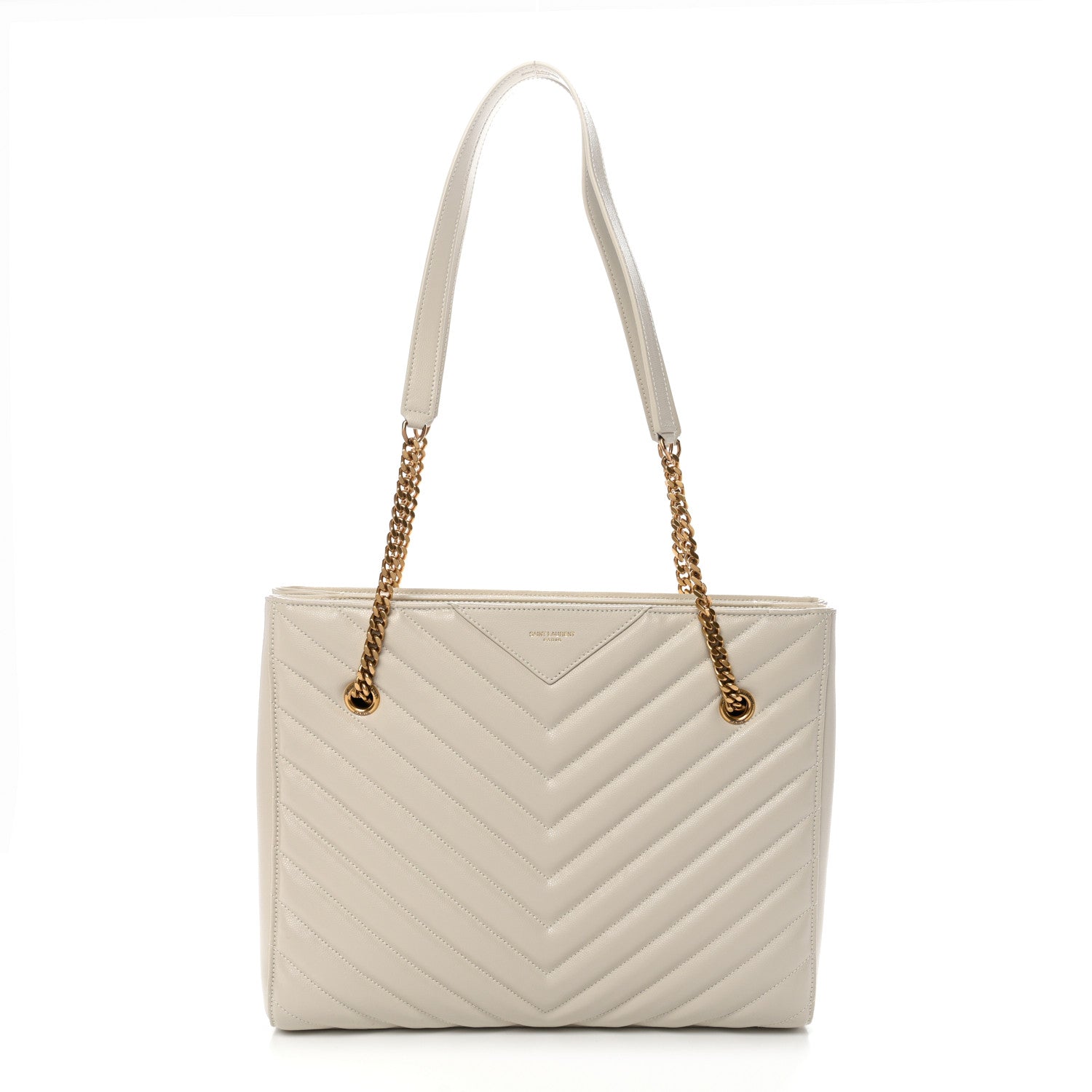 Grain de Poudre Matelasse Chevron Medium Tribeca Shopping Bag Crema Soft