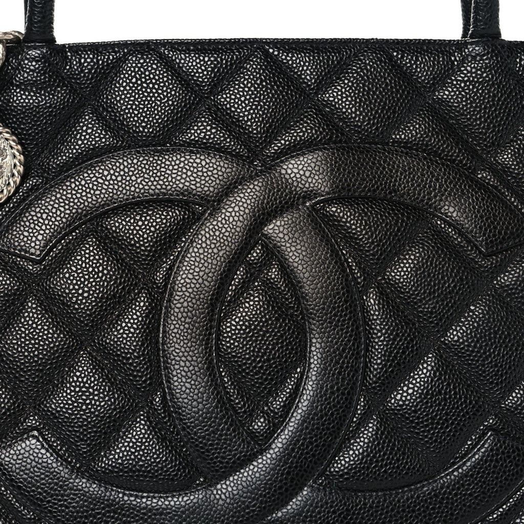 Caviar Quilted Medallion Tote Black