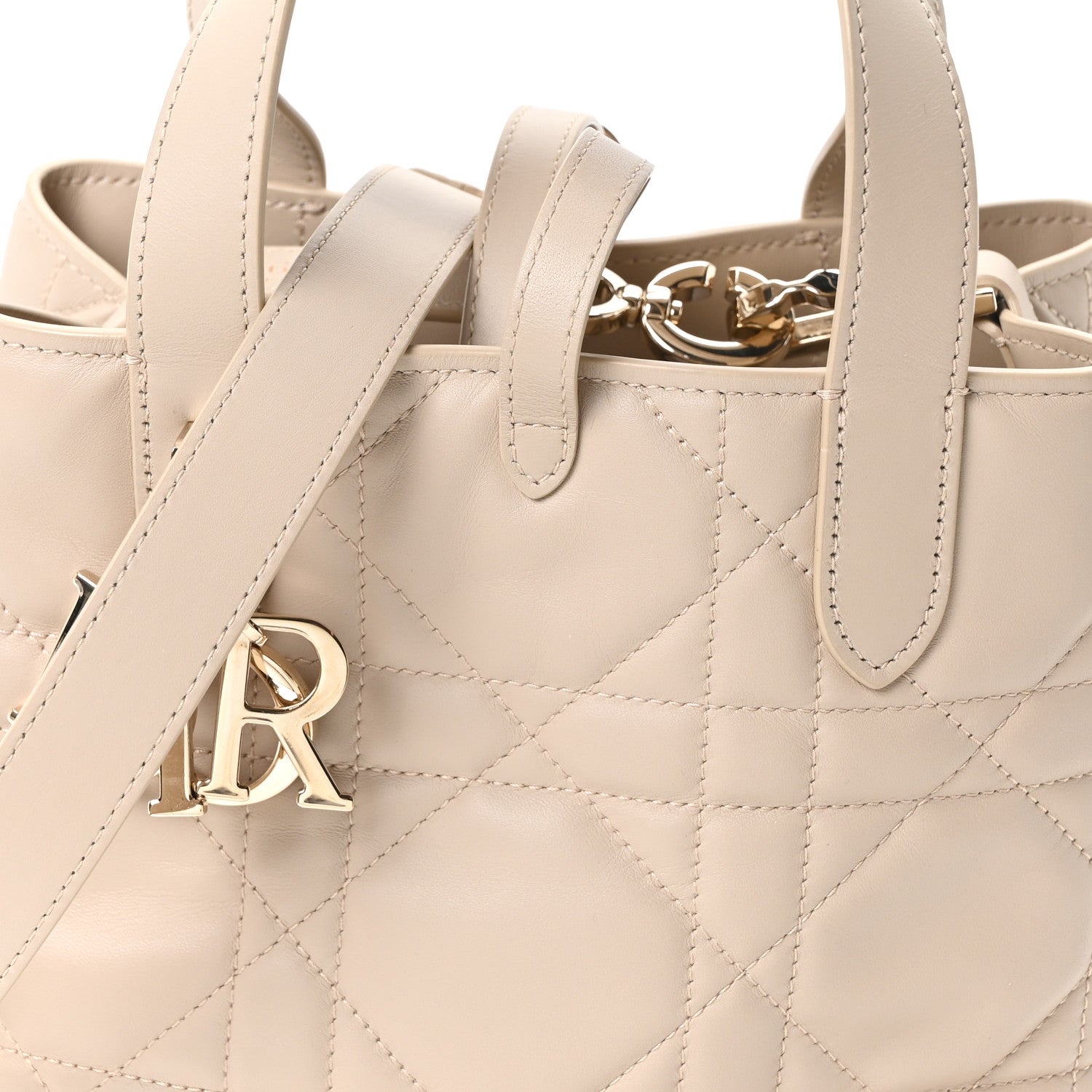 Calfskin Macrocannage Small Toujours Vertical Tote Powder Beige