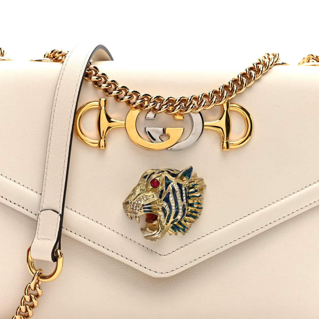 Vitello Palmellato Lux Crystal Medium Rajah Shoulder Bag Mystic White Multicolor