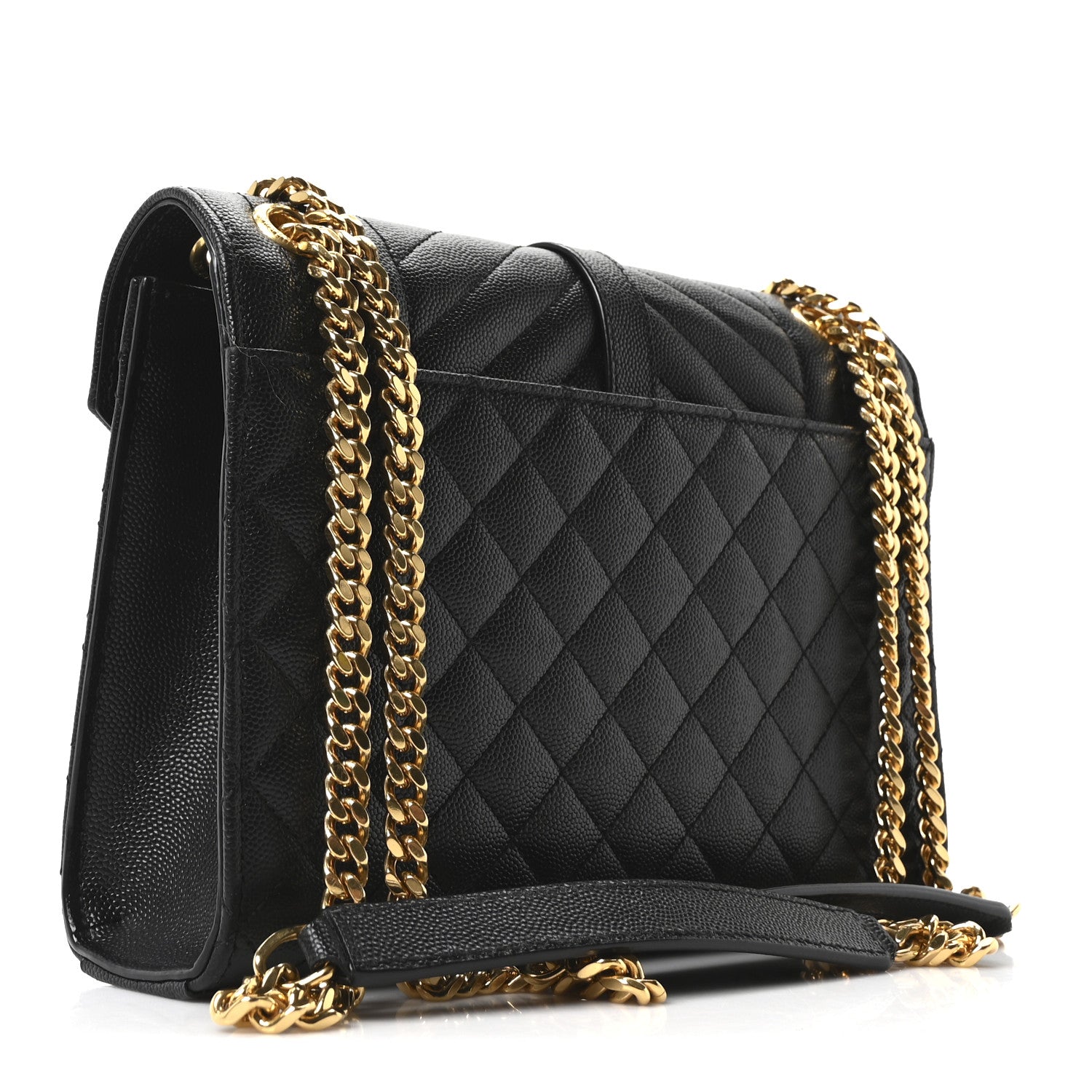 Grain De Poudre Textured Mixed Matelasse Triquilt Medium Monogram Satchel Black