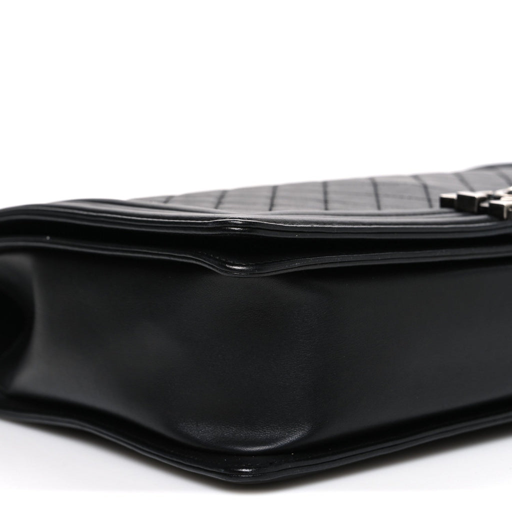 Lambskin Quilted Large Boy Flap Black