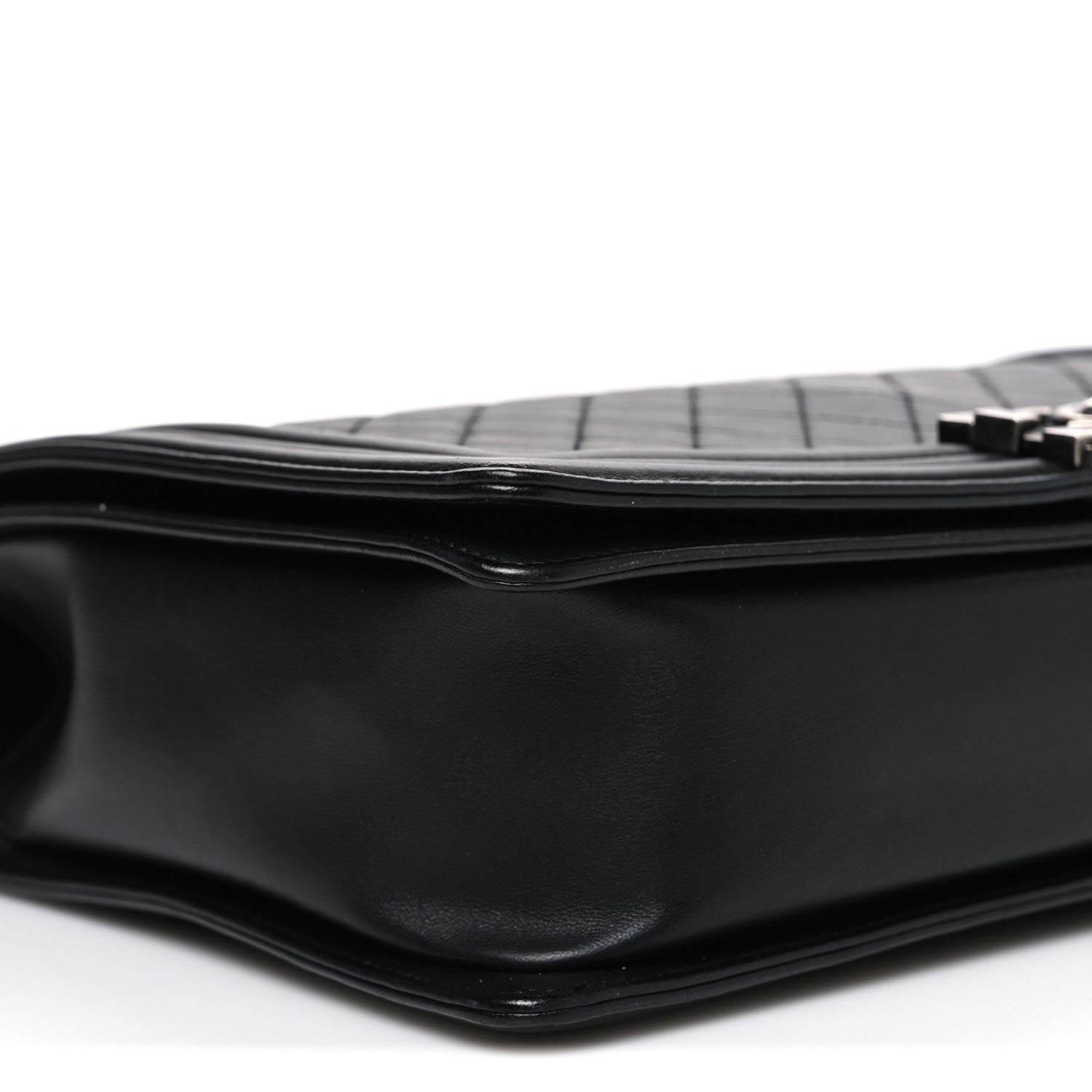 Lambskin Quilted Large Boy Flap Black
