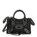 Chevre Silver Metallic Edge Hardware Nano City Black