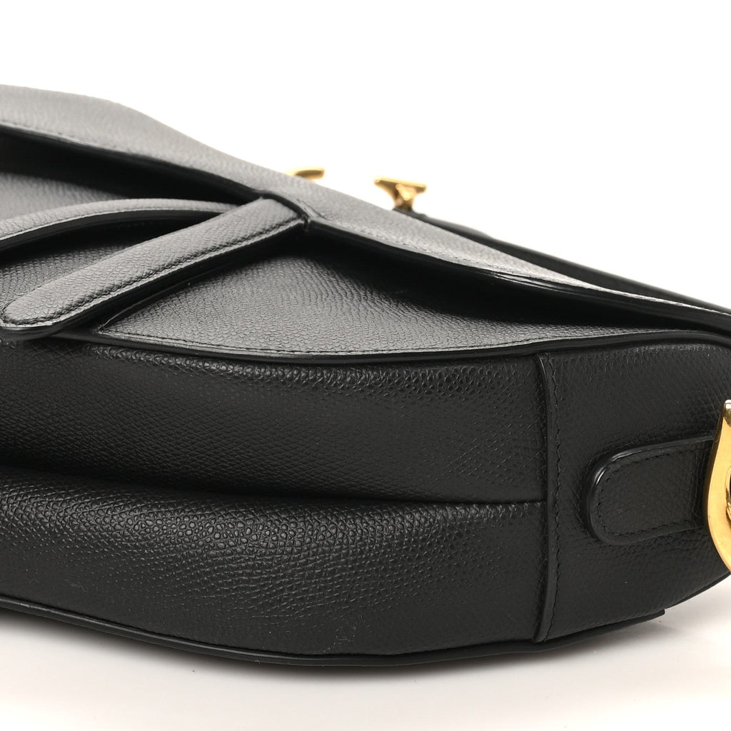 Grained Calfskin Saddle Bag Black