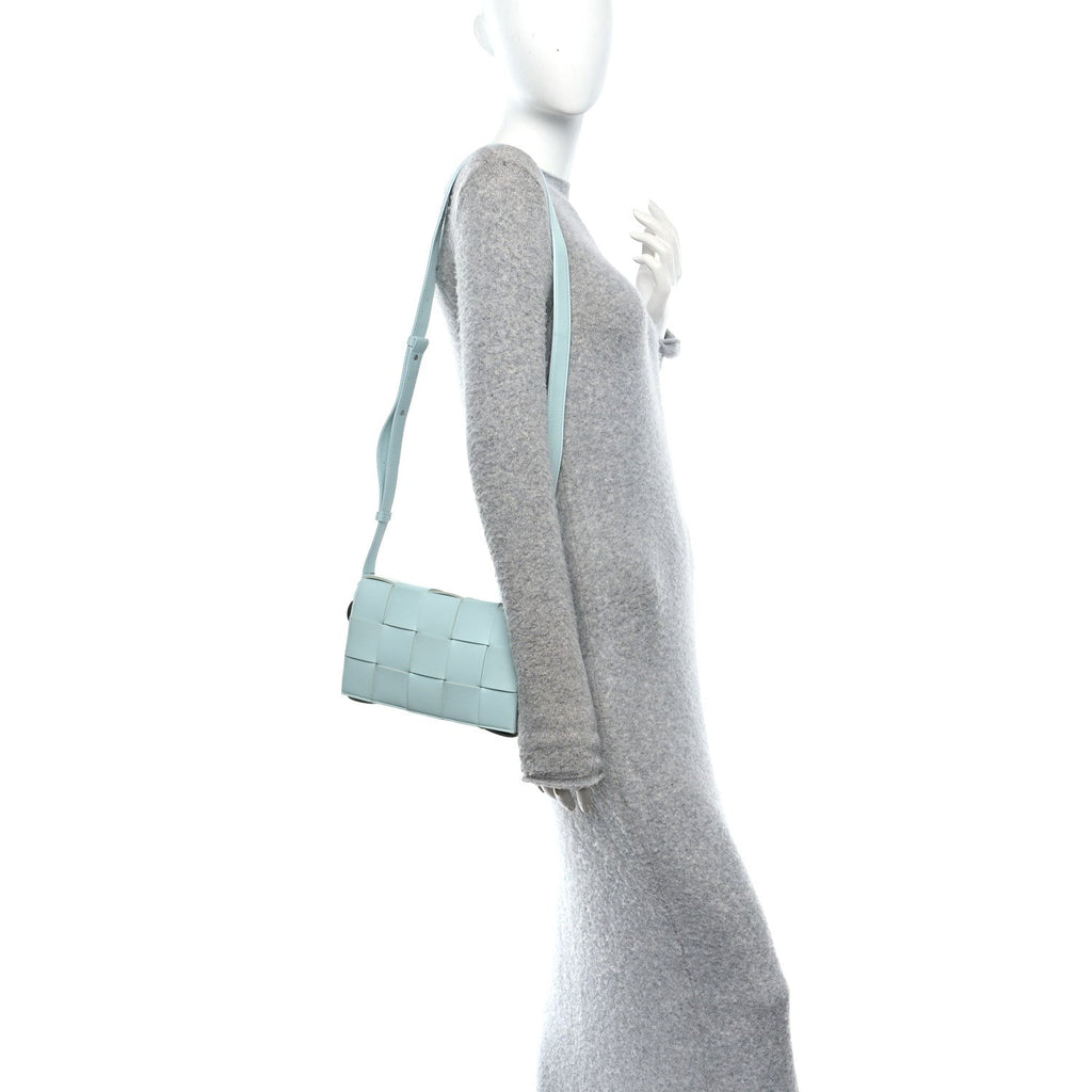 Lambskin Maxi Intreccio Cassette Bag Teal Washed