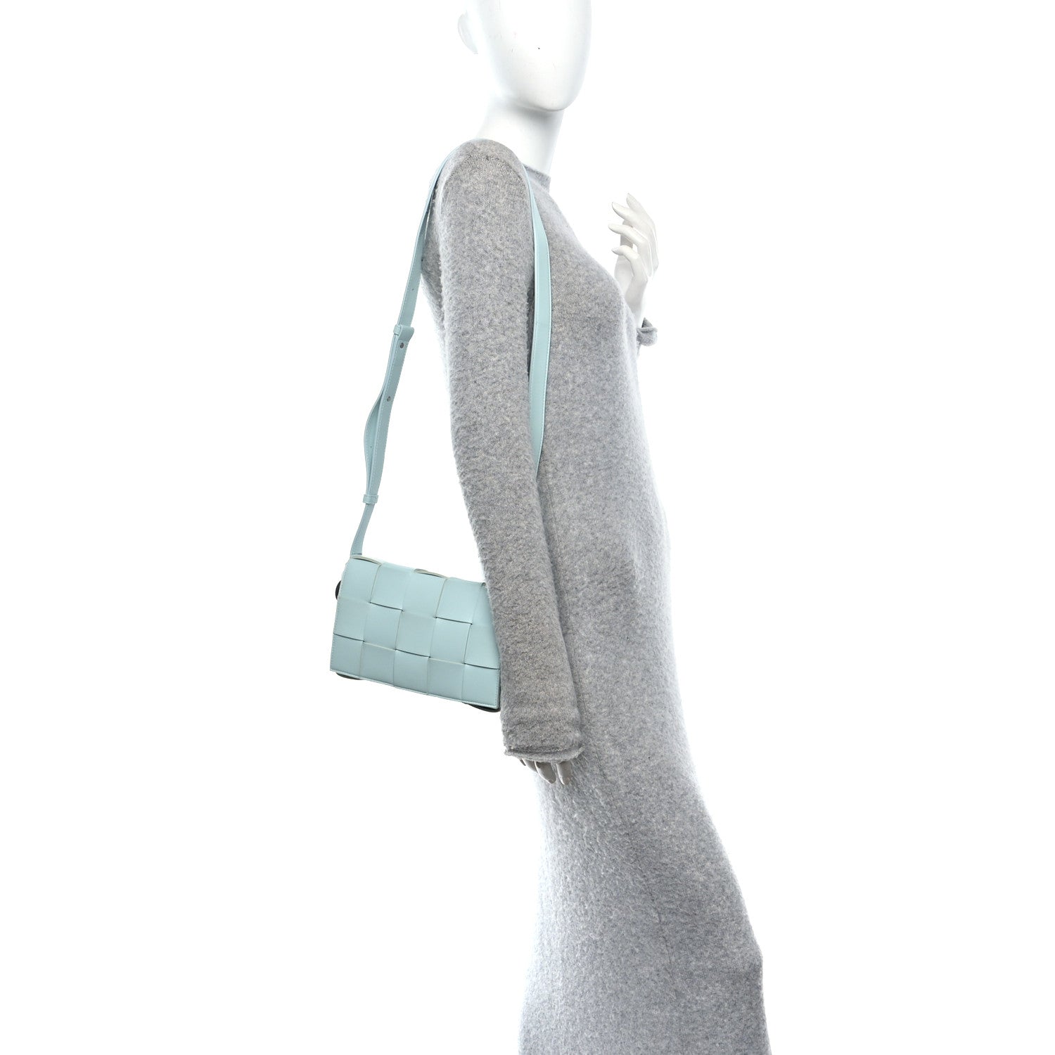 Lambskin Maxi Intreccio Cassette Bag Teal Washed