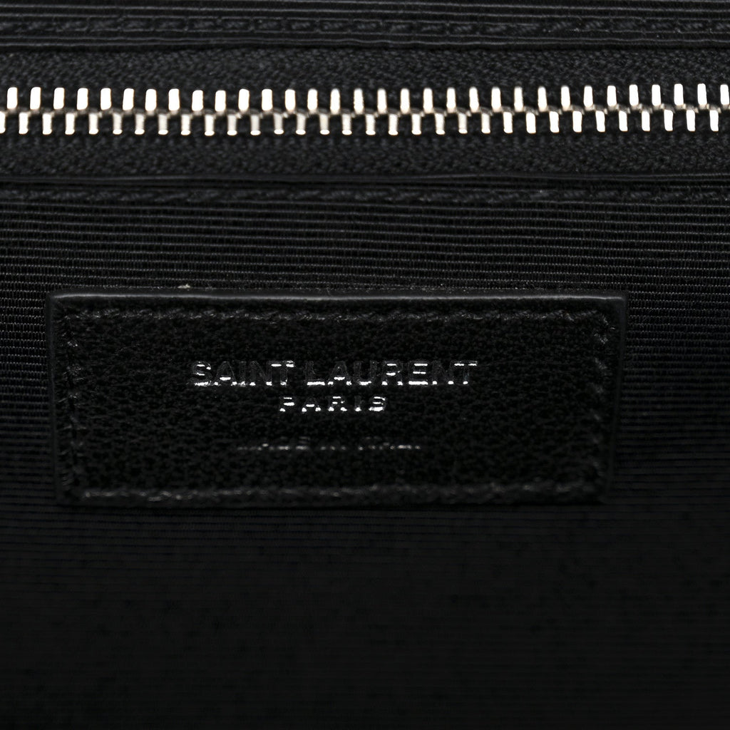 Grain De Poudre Textured Mixed Matelasse Large Triquilt Monogram Satchel Black