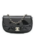 Patent Calfskin Quilted Mini Clutch Black