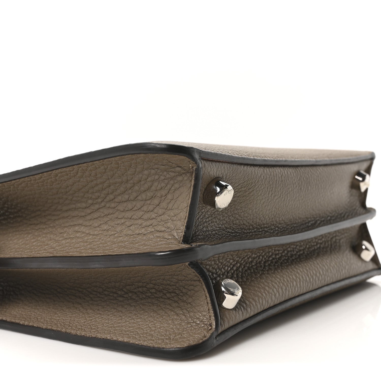 Cuoio Romano Vitello Cover Glazed Fabric Bi-Color FF 1974 Mini Peekaboo I SEE U Satchel Tartufo Banana Tobacco Moro
