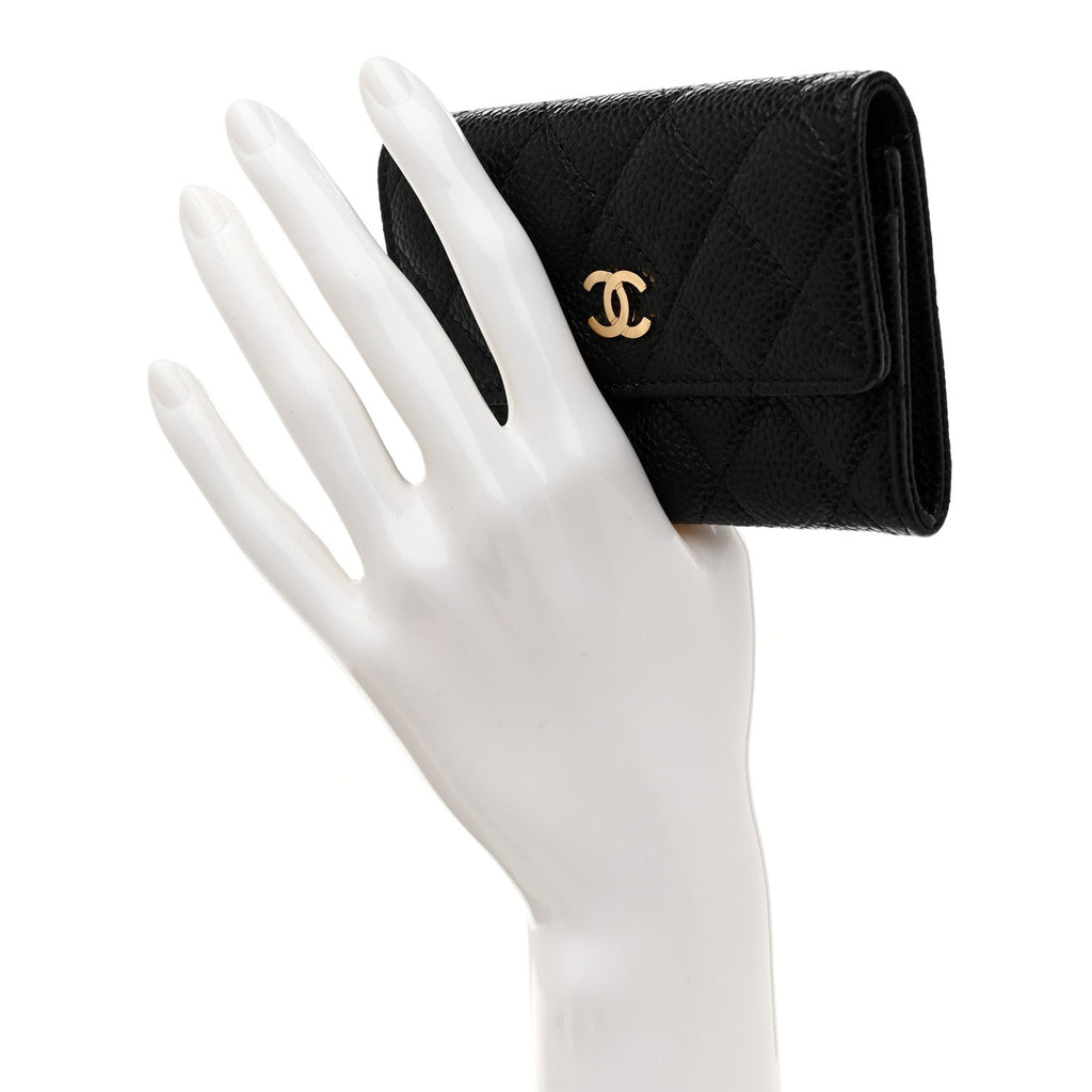 Caviar Quilted Flap  Holder Black