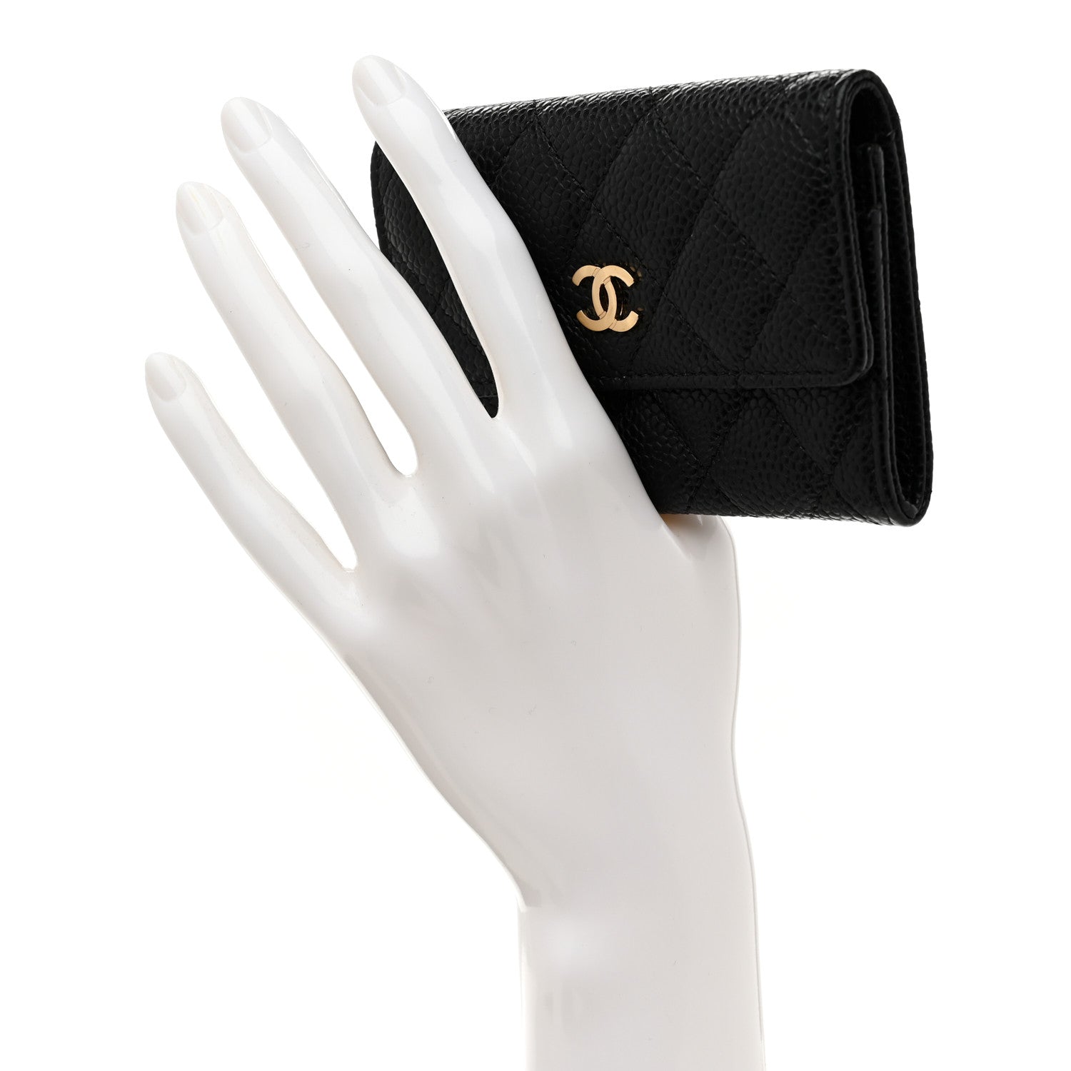 Caviar Quilted Flap  Holder Black