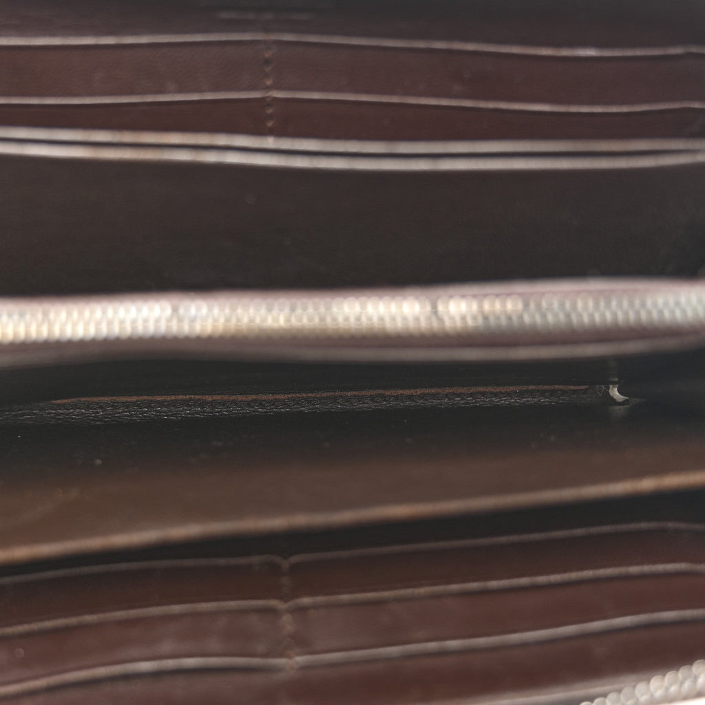 Nappa Intrecciato Zip Around Wallet Ebano