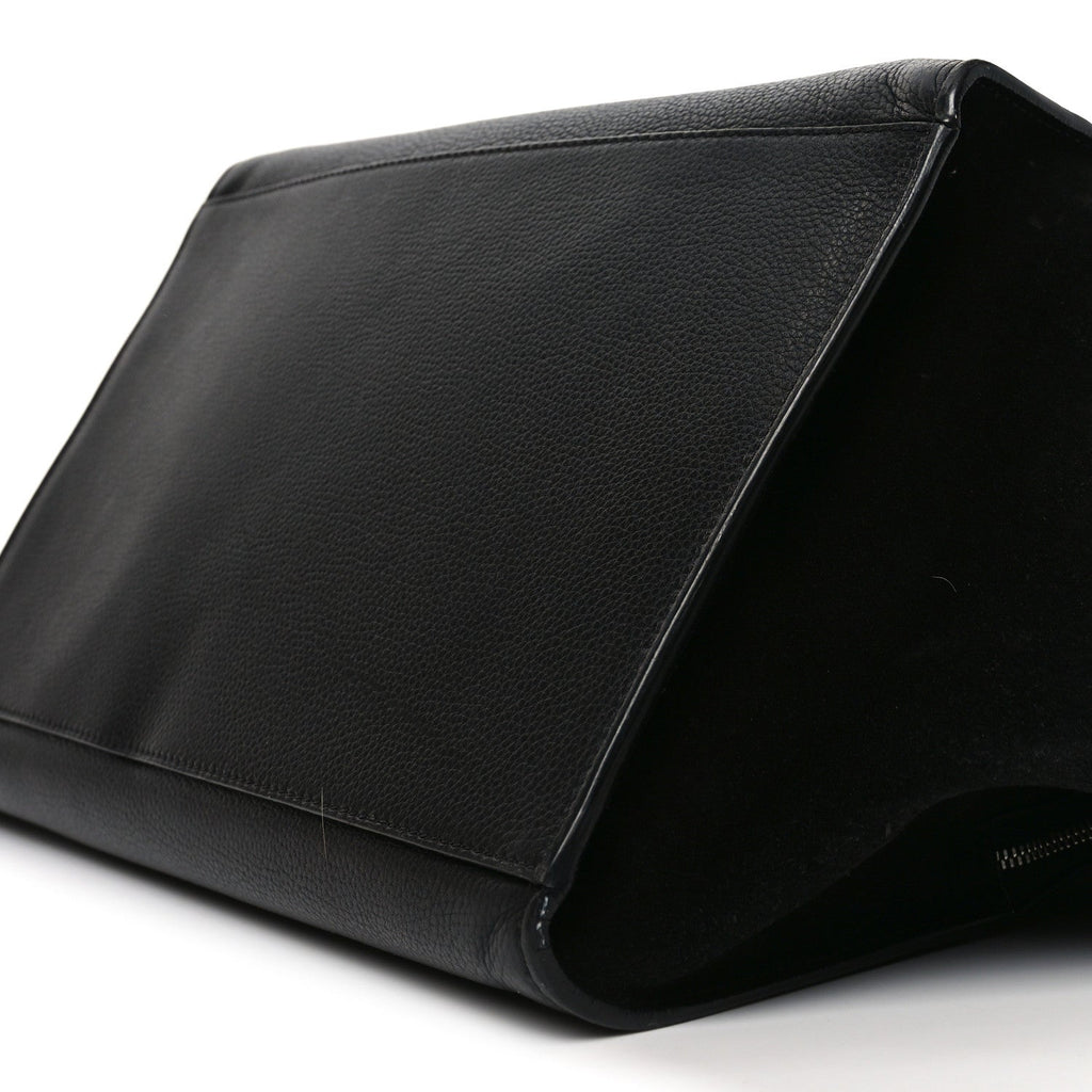 Drummed Calfskin Suede Double Zip Trapeze Black