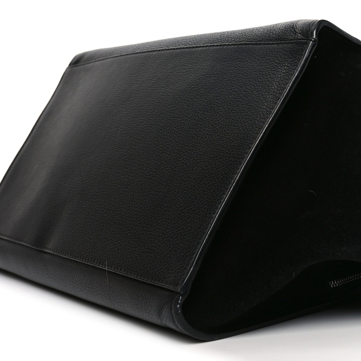 Drummed Calfskin Suede Double Zip Trapeze Black