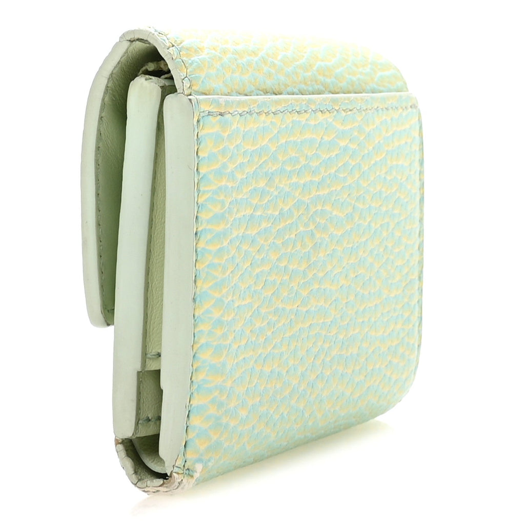 Taurillon Summer Stardust Capucines XS Wallet Vert D'Eau