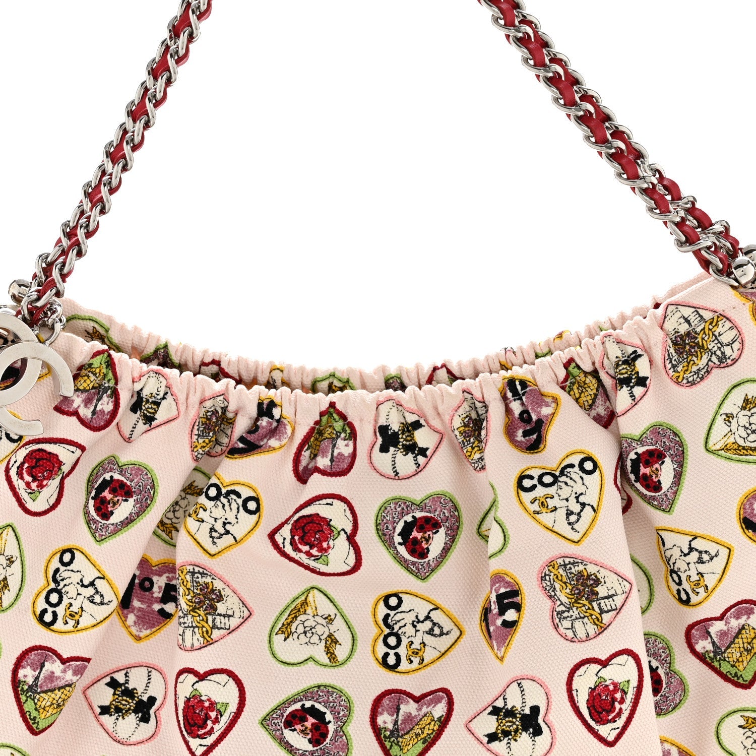 Canvas Coco Hearts Shoulder Bag Pink