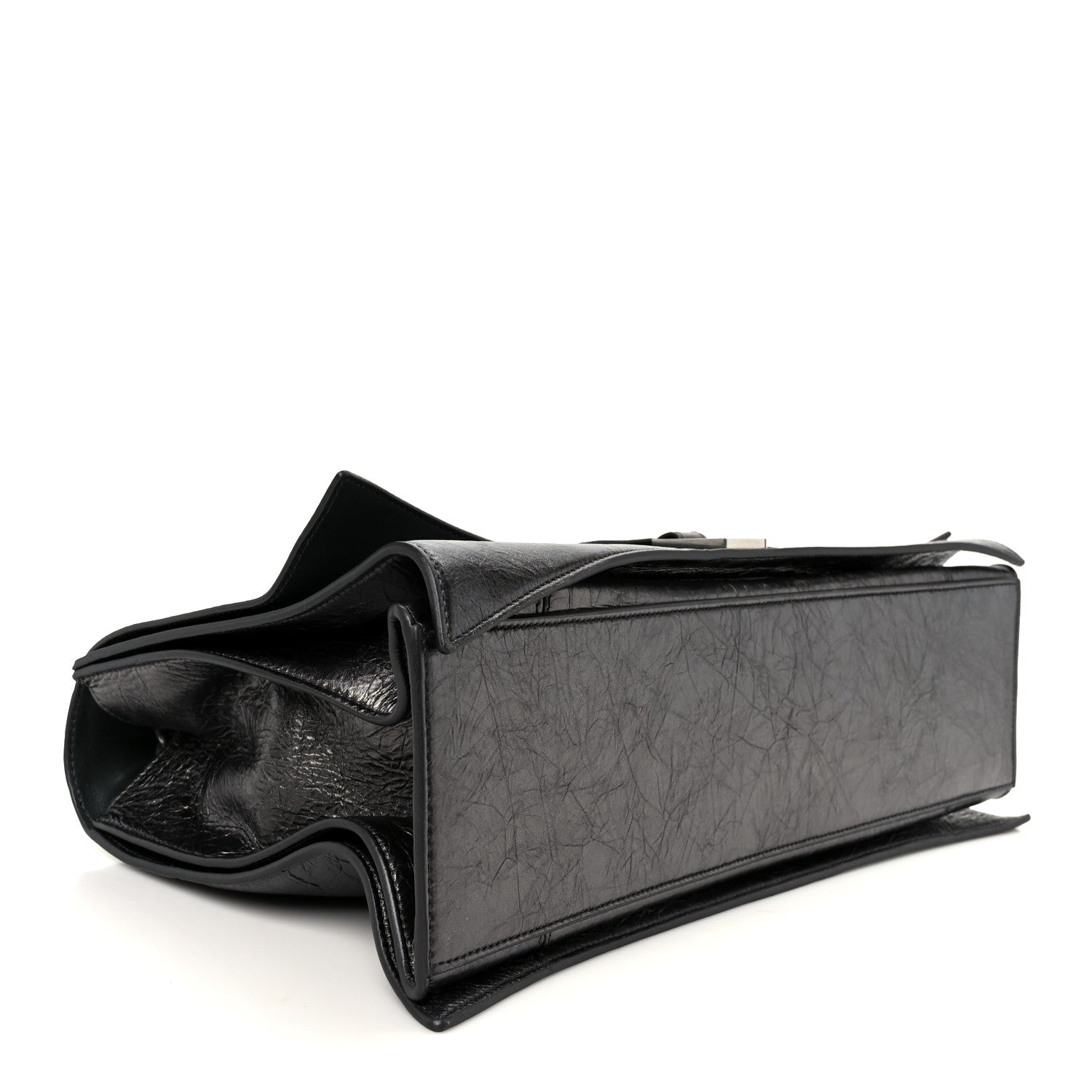 Metallic Crushed Calfskin Large Crush Chain Bag Steel Grey