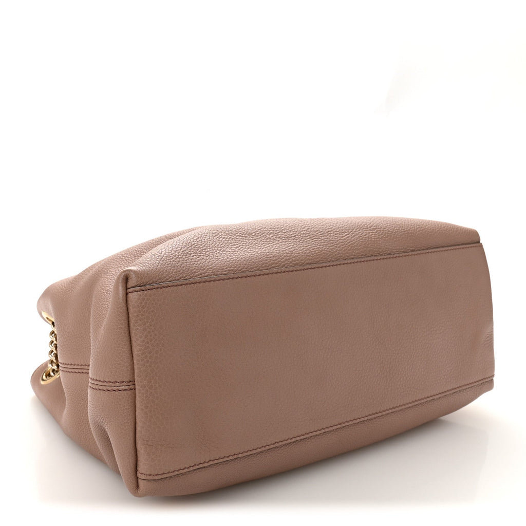 Pebbled Calfskin Medium Soho Chain Shoulder Bag Camelia