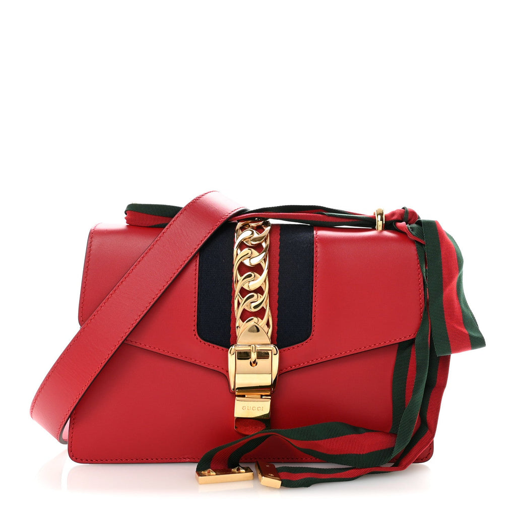 Calfskin Small Sylvie Shoulder Bag Hibiscus Red