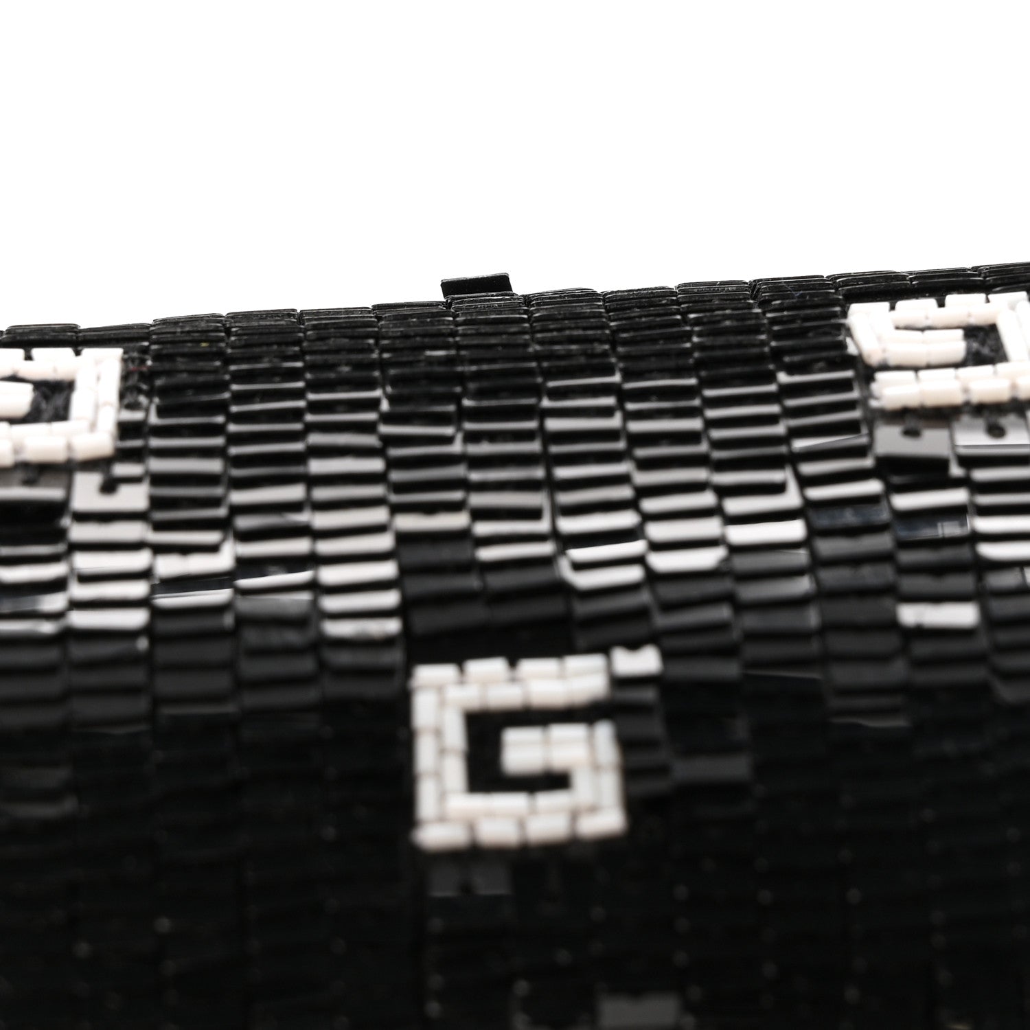 Sequin Lizard Embossed GG Mini Bamboo 1947 Top Handle Chain Bag Black White