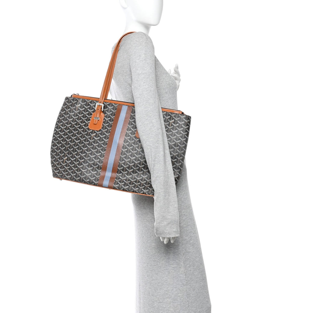 Goyardine Stripe Sac Marie Galante GM Black Gold