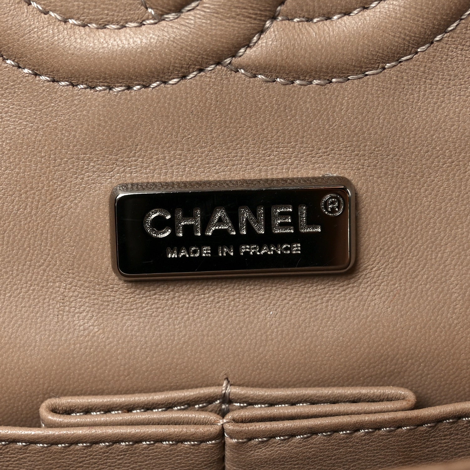 Metallic Snakeskin Medium Double Flap Beige
