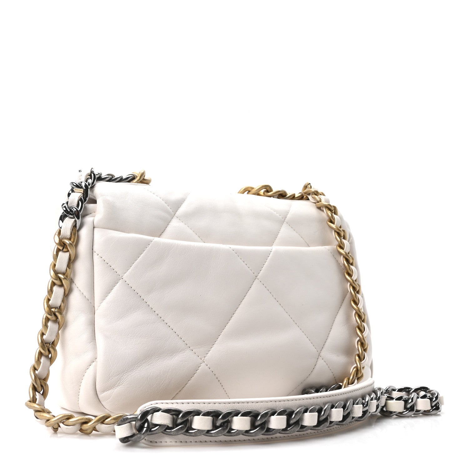 Lambskin Quilted Medium Chanel 19 Flap White