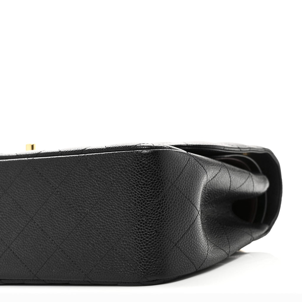Caviar Quilted Jumbo Double Flap Black