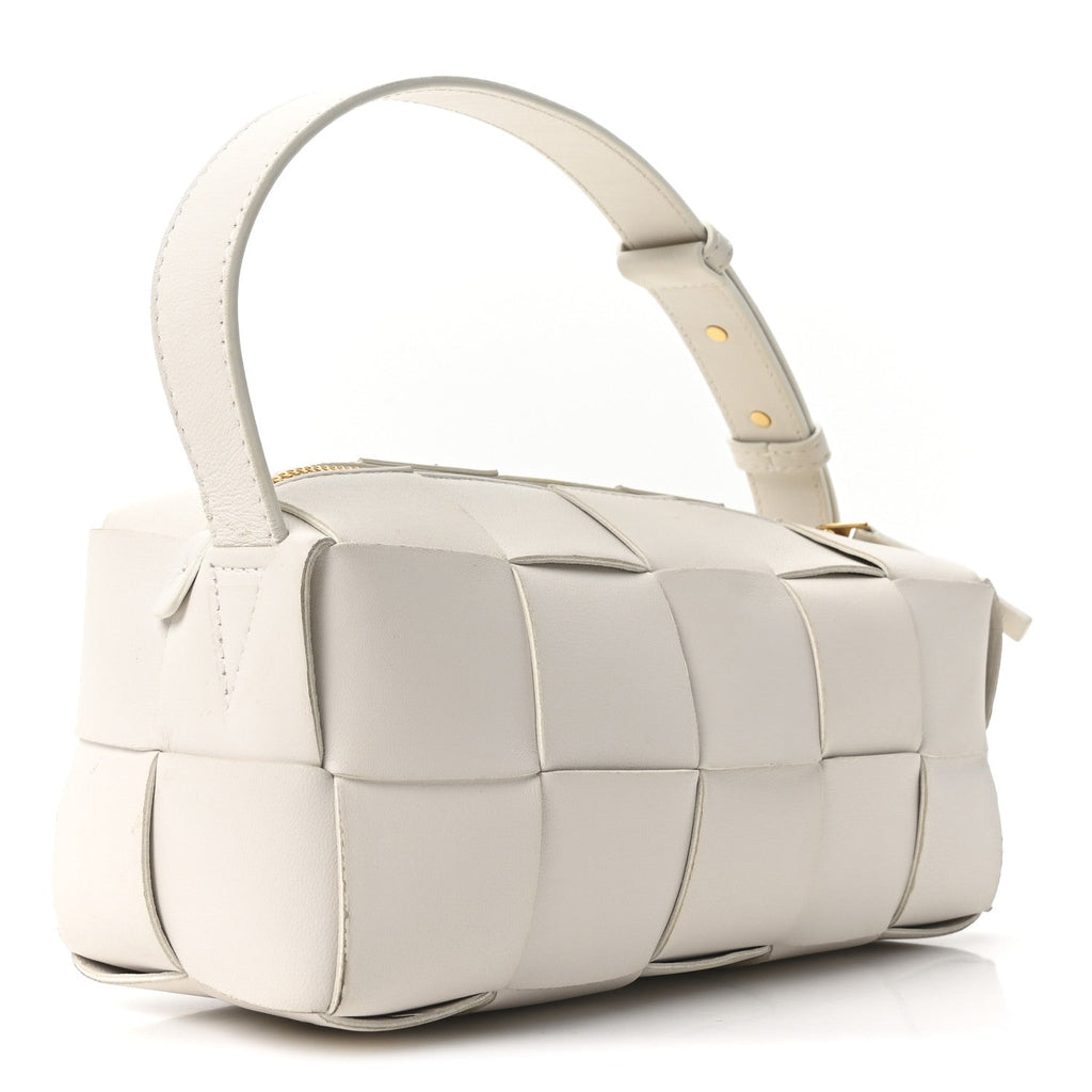 Lambskin Maxi Intrecciato Small Brick Cassette Bag White