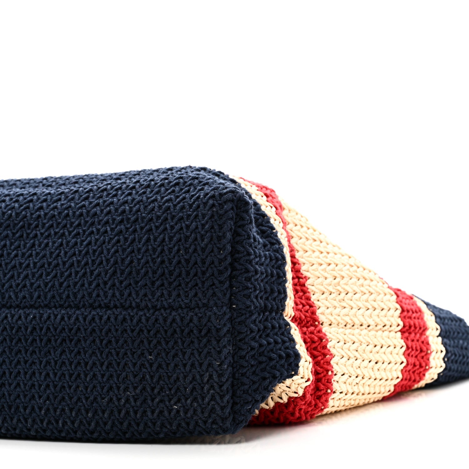 Raffia Crochet Stripe Tote Natural Blue