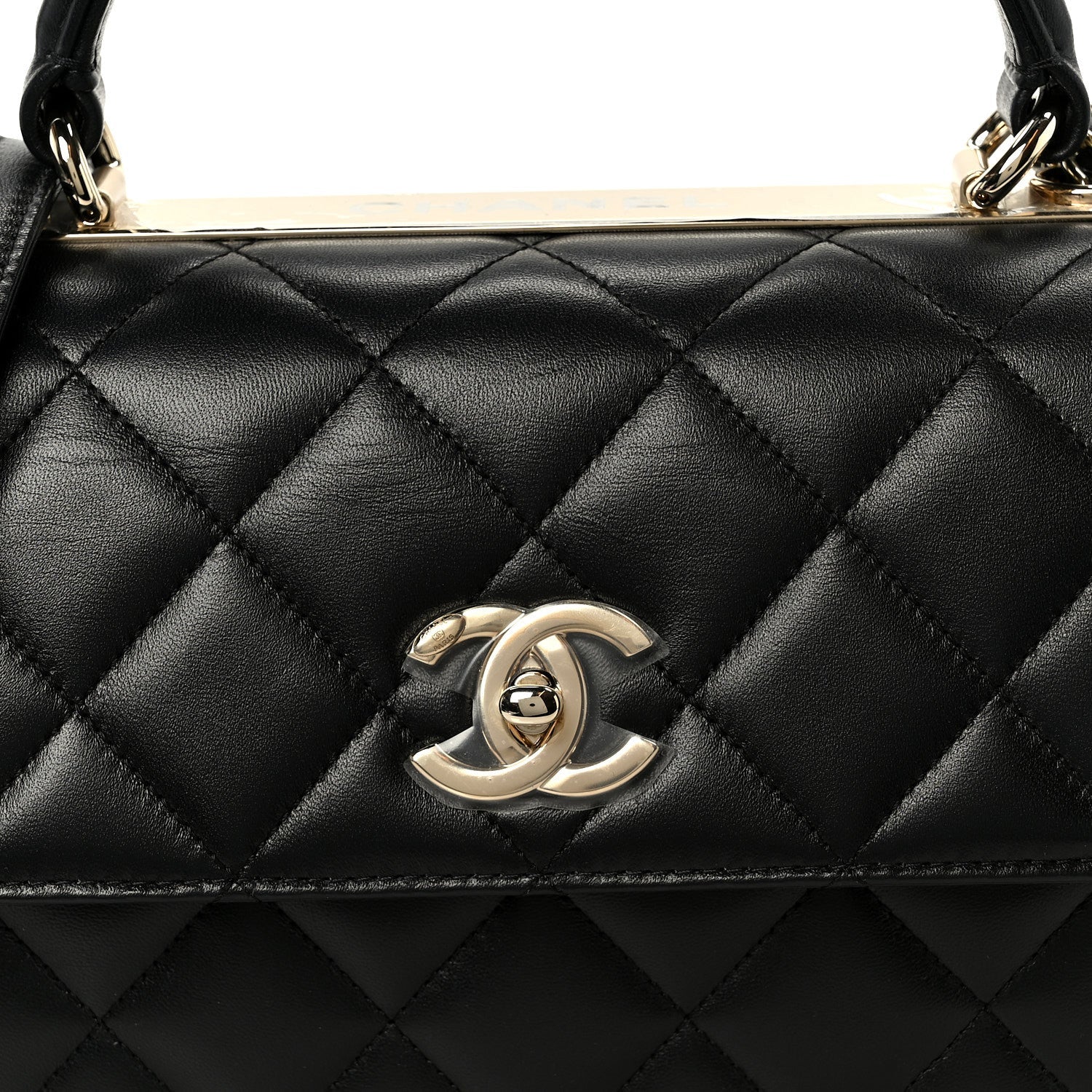 Lambskin Quilted Small Trendy CC Dual Handle Flap Bag Black
