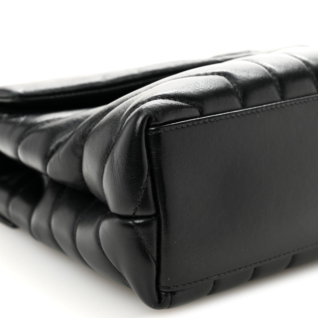 Calfskin Y Quilted Monogram Monochrome Small Loulou Chain Satchel Black