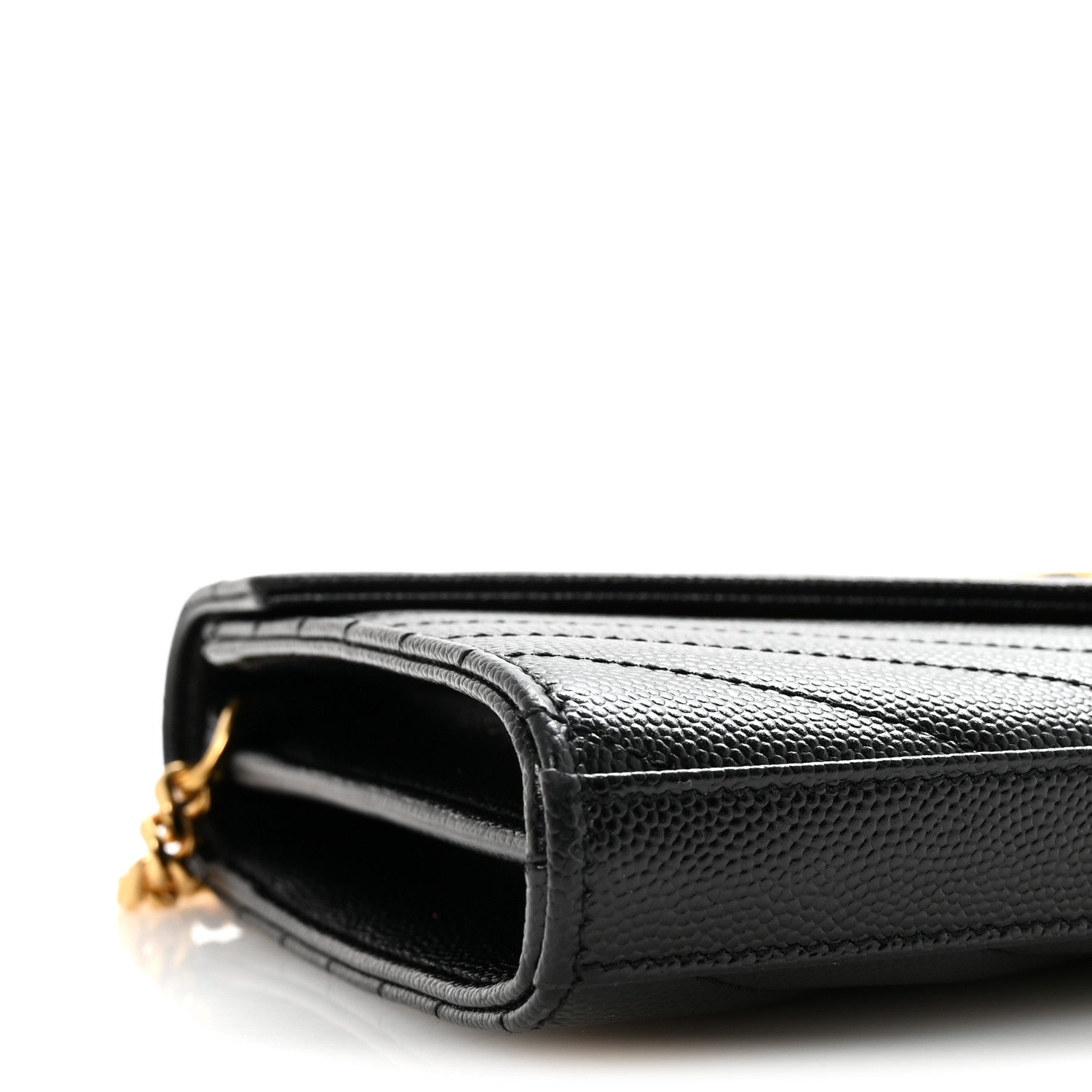 Grain De Poudre Matelasse Chevron Monogram Chain Wallet Black